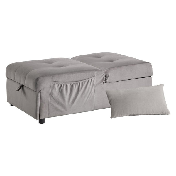 English Elm Lift Top Velvet Storage Bench with Pull Out Guest Bed and Tufted Seat Gray - A B011P581586