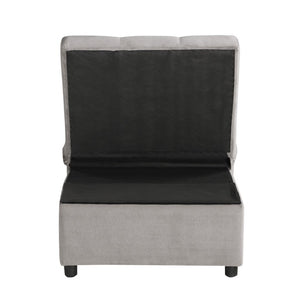 English Elm Lift Top Velvet Storage Bench with Pull Out Guest Bed and Tufted Seat Gray - A B011P581586