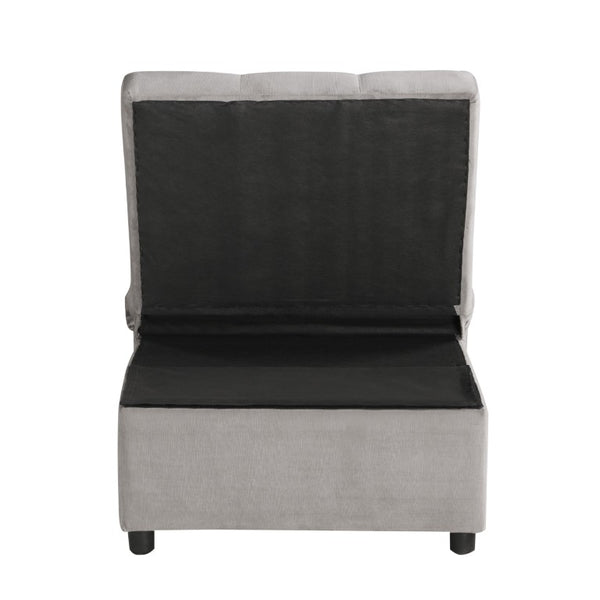 English Elm Lift Top Velvet Storage Bench with Pull Out Guest Bed and Tufted Seat Gray - A B011P581586
