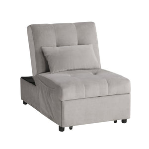 English Elm Lift Top Velvet Storage Bench with Pull Out Guest Bed and Tufted Seat Gray - A B011P581586