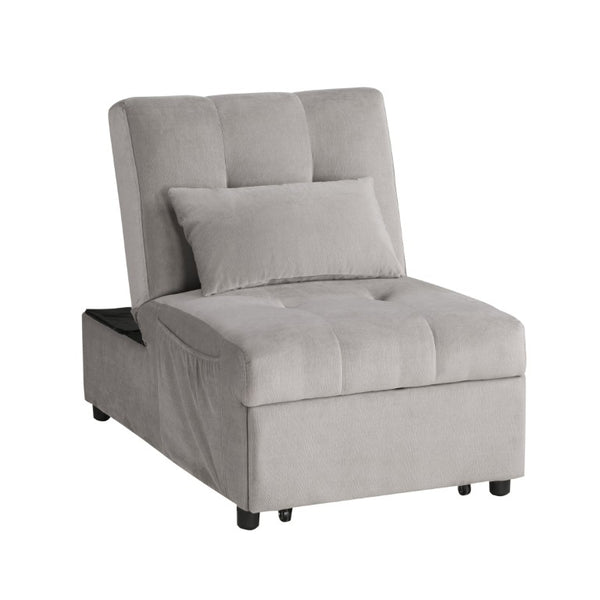 English Elm Lift Top Velvet Storage Bench with Pull Out Guest Bed and Tufted Seat Gray - A B011P581586