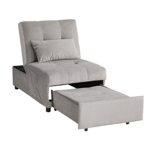 English Elm Lift Top Velvet Storage Bench with Pull Out Guest Bed and Tufted Seat Gray - A B011P581586