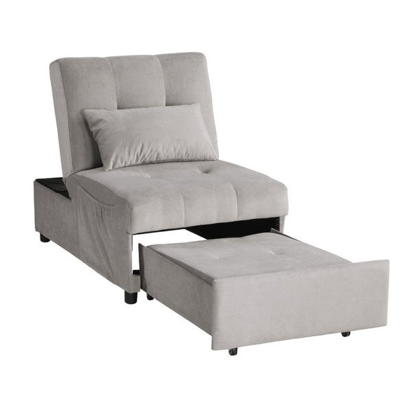 English Elm Lift Top Velvet Storage Bench with Pull Out Guest Bed and Tufted Seat Gray - A B011P581586