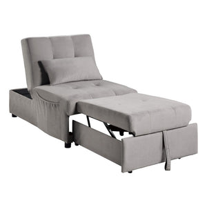 English Elm Lift Top Velvet Storage Bench with Pull Out Guest Bed and Tufted Seat Gray - A B011P581586