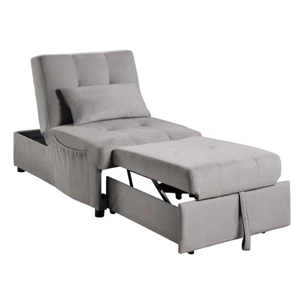 English Elm Lift Top Velvet Storage Bench with Pull Out Guest Bed and Tufted Seat Gray - A B011P581586