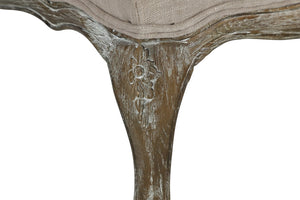 English Elm Ottoman Carved Wood Frame Linen Blend Upholstery Vintage Inspired Living Room Accent B011P581589