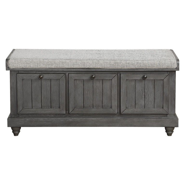 English Elm Lift Top Entryway Storage Bench Padded Seat Distressed Wood Frame with Bronze Hardware B011P581590
