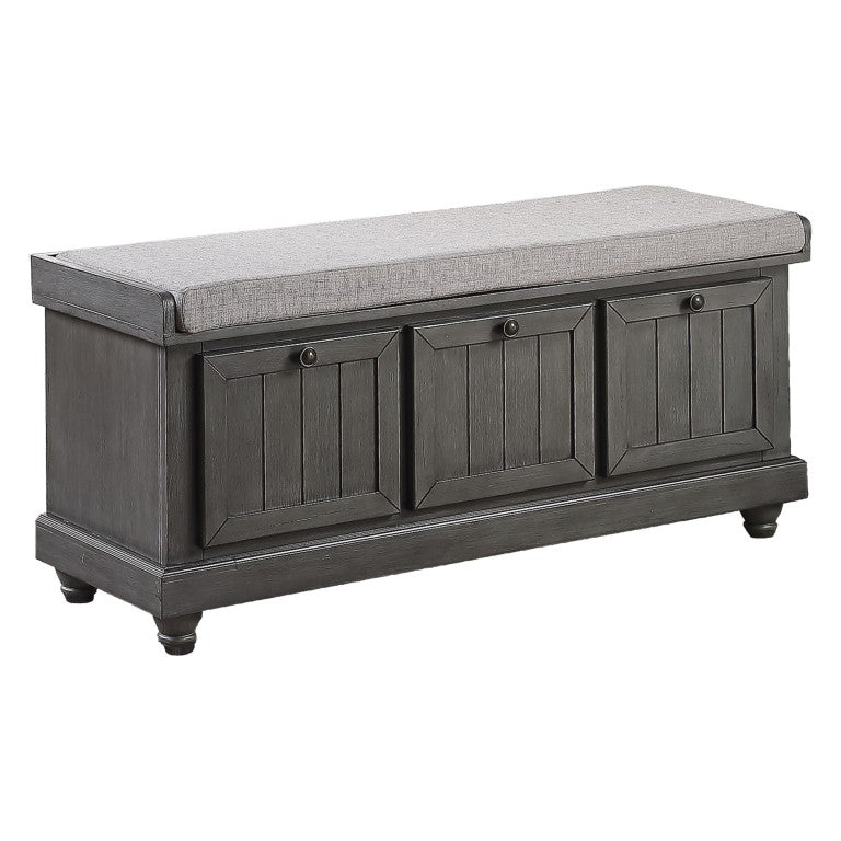 English Elm Lift Top Entryway Storage Bench Padded Seat Distressed Wood Frame with Bronze Hardware B011P581590