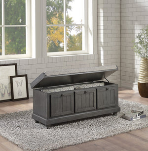 English Elm Lift Top Entryway Storage Bench Padded Seat Distressed Wood Frame with Bronze Hardware B011P581590