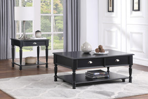 English Elm End Table Birch Veneer Traditional Style Drawer Open Shelf Turned Legs Living Room B011P581591