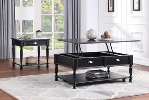 English Elm End Table Birch Veneer Traditional Style Drawer Open Shelf Turned Legs Living Room B011P581591