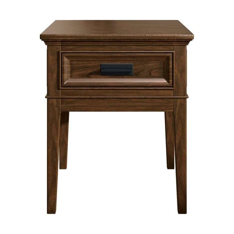 English Elm End Table with Mindy Veneer and Cherry Finish Lodge Style Drawer for Living Room B011P581592