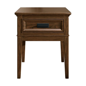 English Elm End Table with Mindy Veneer and Cherry Finish Lodge Style Drawer for Living Room B011P581592