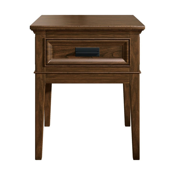 English Elm End Table with Mindy Veneer and Cherry Finish Lodge Style Drawer for Living Room B011P581592
