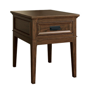 English Elm End Table with Mindy Veneer and Cherry Finish Lodge Style Drawer for Living Room B011P581592