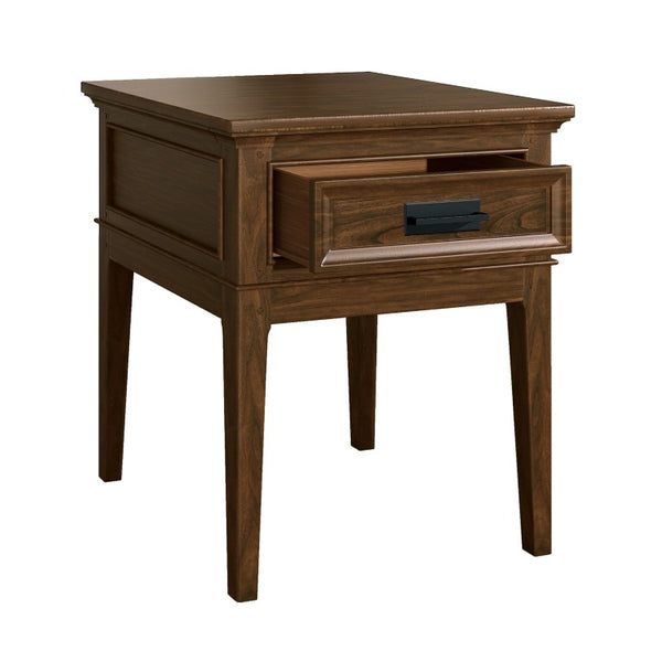 English Elm End Table with Mindy Veneer and Cherry Finish Lodge Style Drawer for Living Room B011P581592