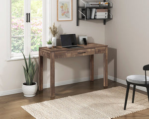 English Elm Writing Desk and Hutch Set Scandinavian Two Tone Natural Wood Home Office Rustic Brown 48 x 20.5 x 31.5 B011P581594