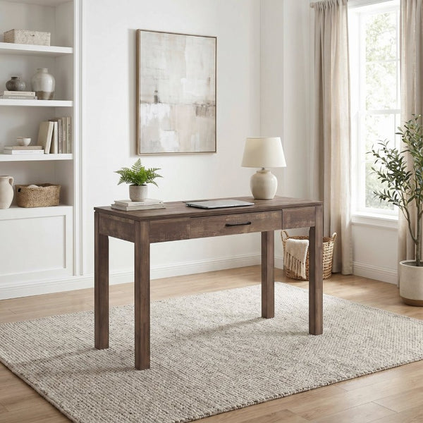 English Elm Writing Desk and Hutch Set Scandinavian Two Tone Natural Wood Home Office Rustic Brown 48 x 20.5 x 31.5 B011P581594