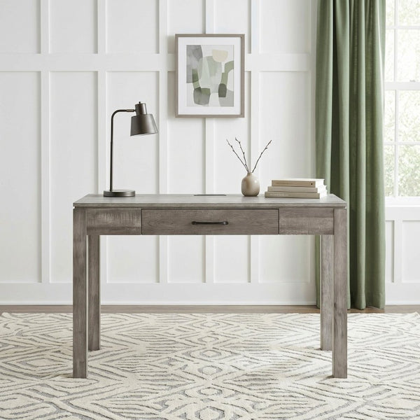 English Elm Writing Desk and Hutch Set Scandinavian Two Tone Natural Wood Home Office Gray 48 x 20.5 x 31.5 B011P581595