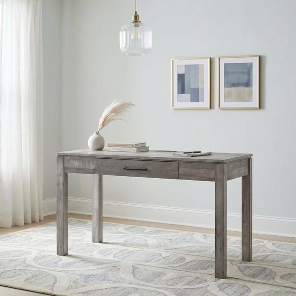 English Elm Writing Desk and Hutch Set Scandinavian Two Tone Natural Wood Home Office Gray 48 x 20.5 x 31.5 B011P581595