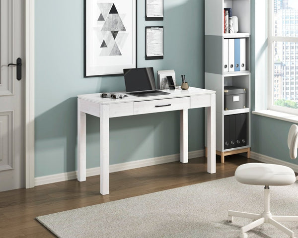 English Elm Writing Desk and Hutch Set Scandinavian Two Tone Natural Wood Home Office White 48 x 20.5 x 31.5 B011P581596