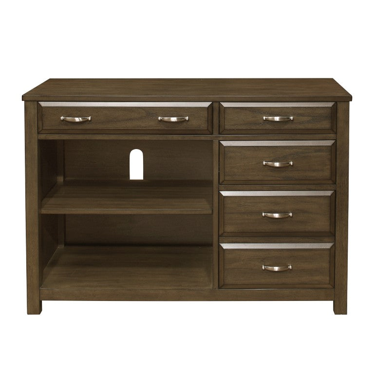 English Elm Credenza Mindy Veneer Storage Cabinet with Dovetail Drawers and Satin Nickel Pulls B011P581598