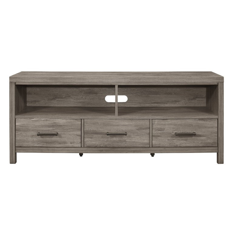 English Elm Tv Stand 66 Inch Weathered Gray Melamine Media Console with Drawers for Living Room B011P581603