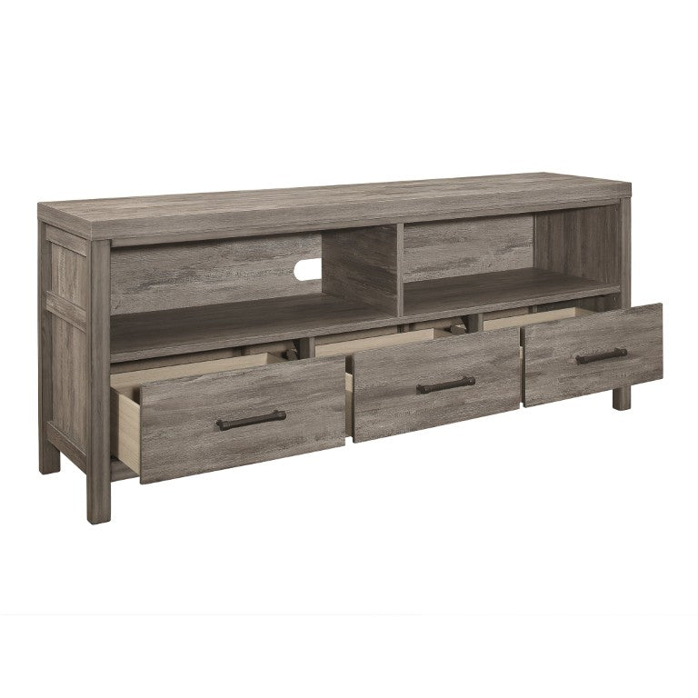 English Elm Tv Stand 66 Inch Weathered Gray Melamine Media Console with Drawers for Living Room B011P581603