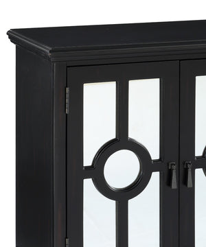 English Elm Accent Chest with Mixed Media Glass Doors Turned Feet and Vintage Storage Appeal Antique Black B011P581605