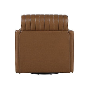 English Elm Swivel Accent Chair Channel Stitched High Back Faux Leather for Office or Living Room B011P581633