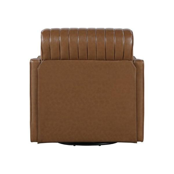 English Elm Swivel Accent Chair Channel Stitched High Back Faux Leather for Office or Living Room B011P581633