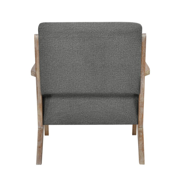 English Elm Accent Chair Solid Rubberwood Frame Tufted Gray Fabric Pocket Coil Artisan Seating B011P581635