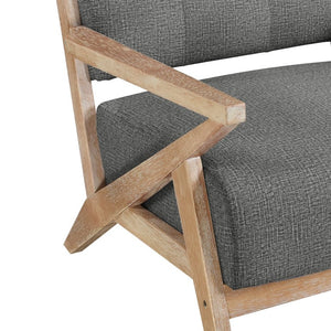 English Elm Accent Chair Solid Rubberwood Frame Tufted Gray Fabric Pocket Coil Artisan Seating B011P581635