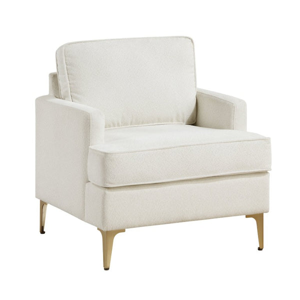 English Elm Accent Chair Pocket Coil Cushioned Chenille Seat with Brushed Gold Legs for Living Rooms B011P581640