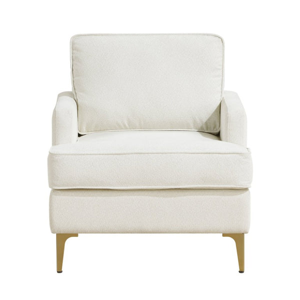 English Elm Accent Chair Pocket Coil Cushioned Chenille Seat with Brushed Gold Legs for Living Rooms B011P581640