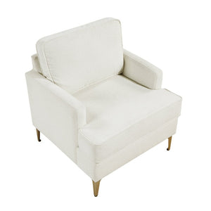 English Elm Accent Chair Pocket Coil Cushioned Chenille Seat with Brushed Gold Legs for Living Rooms B011P581640