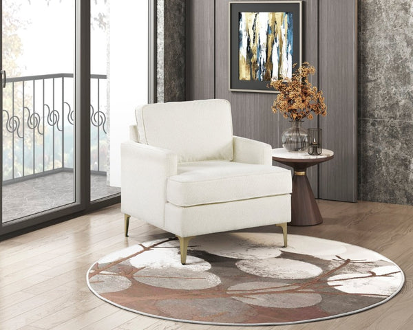 English Elm Accent Chair Pocket Coil Cushioned Chenille Seat with Brushed Gold Legs for Living Rooms B011P581640