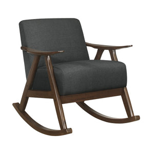English Elm Rocking Chair Mid-Century Walnut Wood Frame Textured Upholstery for Living Room B011P581643