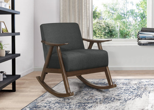 English Elm Rocking Chair Mid-Century Walnut Wood Frame Textured Upholstery for Living Room B011P581643