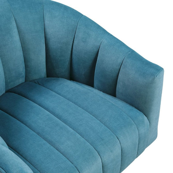 English Elm Swivel Barrel Chair Velvet Upholstered with Channel Stitching for Living Room Reading Nook B011P581646