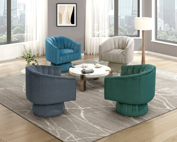 English Elm Swivel Barrel Chair Velvet Upholstered with Channel Stitching for Living Room Reading Nook B011P581646