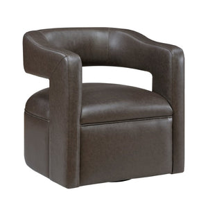 English Elm Swivel Barrel Chair with Faux Leather Upholstery and Pocket Coil Support for Any Room B011P581649