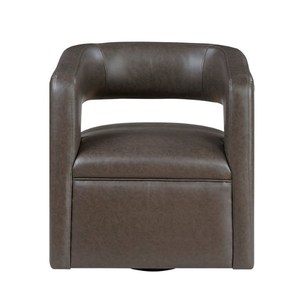 English Elm Swivel Barrel Chair with Faux Leather Upholstery and Pocket Coil Support for Any Room B011P581649