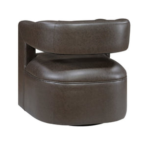 English Elm Swivel Barrel Chair with Faux Leather Upholstery and Pocket Coil Support for Any Room B011P581649