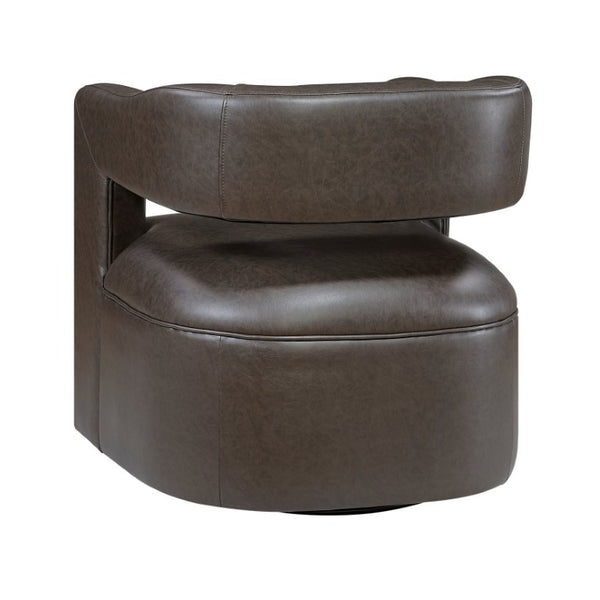 English Elm Swivel Barrel Chair with Faux Leather Upholstery and Pocket Coil Support for Any Room B011P581649