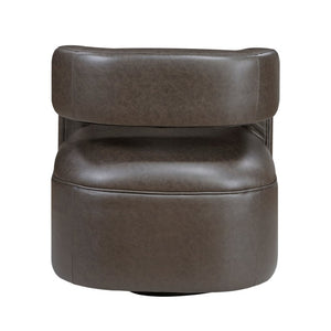 English Elm Swivel Barrel Chair with Faux Leather Upholstery and Pocket Coil Support for Any Room B011P581649