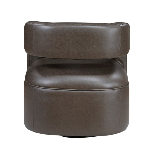 English Elm Swivel Barrel Chair with Faux Leather Upholstery and Pocket Coil Support for Any Room B011P581649