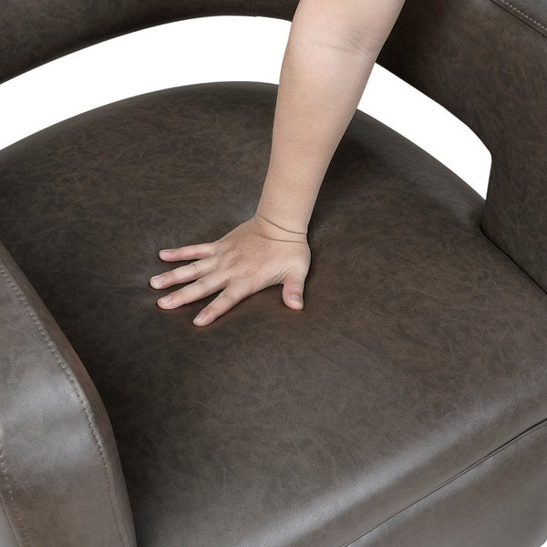 English Elm Swivel Barrel Chair with Faux Leather Upholstery and Pocket Coil Support for Any Room B011P581649