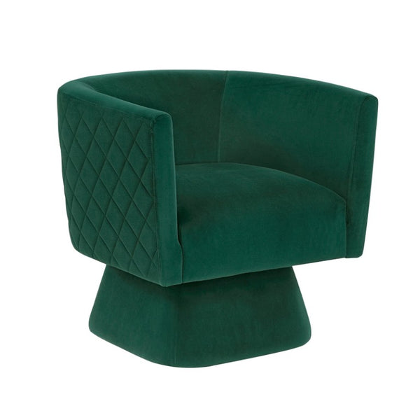 English Elm Swivel Accent Chair Diamond Quilted Velvet Upholstered 360 Degree Base Living Room B011P581650