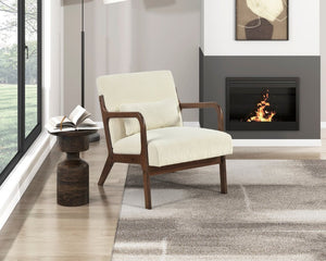 English Elm Accent Armchair Mid-Century Corduroy Upholstered with Rubberwood Frame and Lumbar Pillow B011P581661